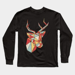 Retro Vintage Low Poly Deer Long Sleeve T-Shirt